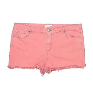 LOFT Denim Shorts Pink Cotton undone Hem Classic 5-Pocket Mid-Rise W 33 Sz 16
